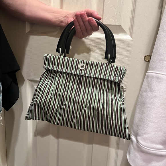 Striped Tote Bag with Black Handles - Picture 5 of 5